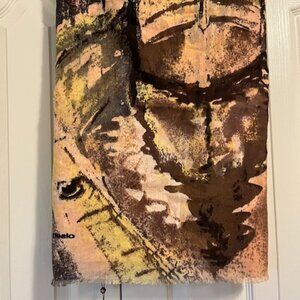 Olsen Europe printed cotton silk blend scarf.